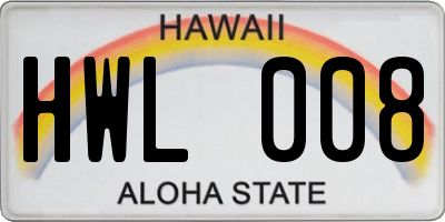 HI license plate HWL008