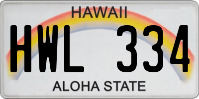 HI license plate HWL334