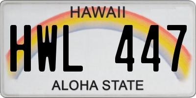HI license plate HWL447