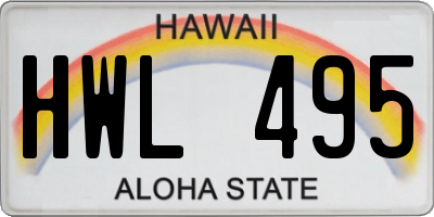HI license plate HWL495
