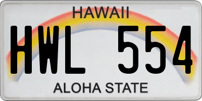 HI license plate HWL554