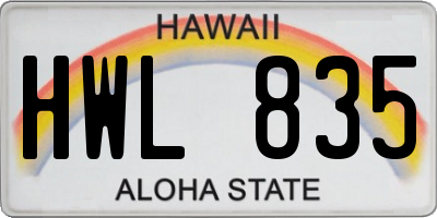HI license plate HWL835