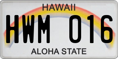 HI license plate HWM016