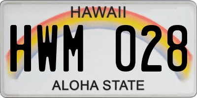 HI license plate HWM028