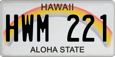HI license plate HWM221