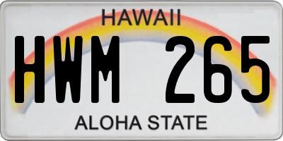 HI license plate HWM265