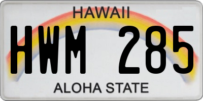 HI license plate HWM285