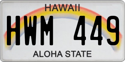 HI license plate HWM449