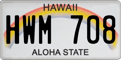 HI license plate HWM708
