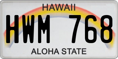 HI license plate HWM768