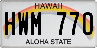 HI license plate HWM770