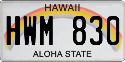 HI license plate HWM830