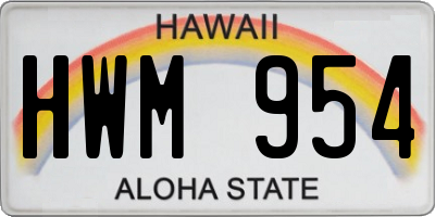 HI license plate HWM954