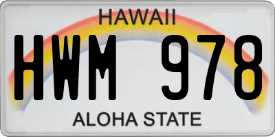 HI license plate HWM978