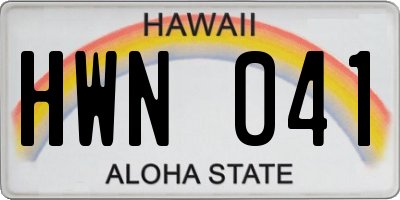 HI license plate HWN041
