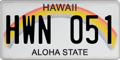 HI license plate HWN051