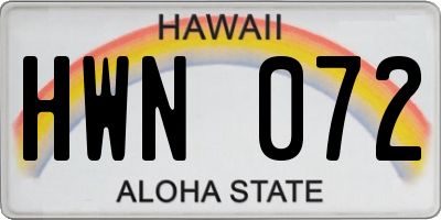HI license plate HWN072