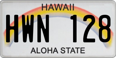 HI license plate HWN128