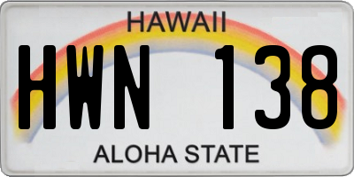 HI license plate HWN138