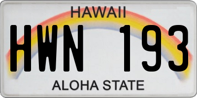 HI license plate HWN193