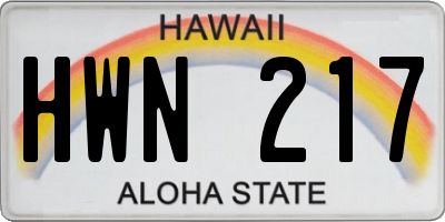 HI license plate HWN217