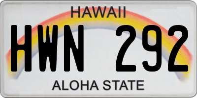 HI license plate HWN292