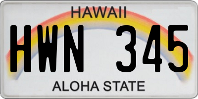 HI license plate HWN345