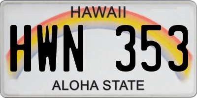 HI license plate HWN353