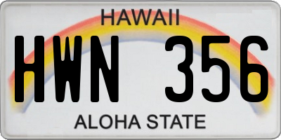 HI license plate HWN356