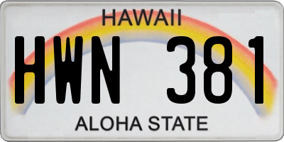 HI license plate HWN381