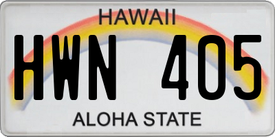 HI license plate HWN405