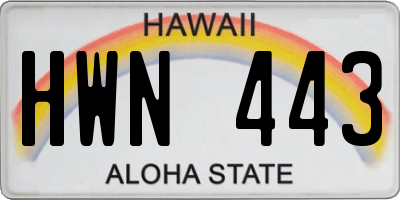 HI license plate HWN443