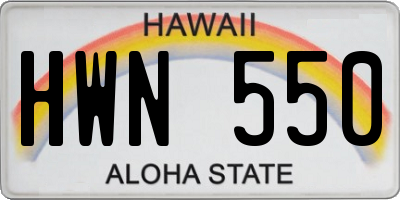 HI license plate HWN550