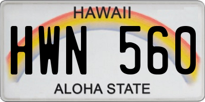 HI license plate HWN560