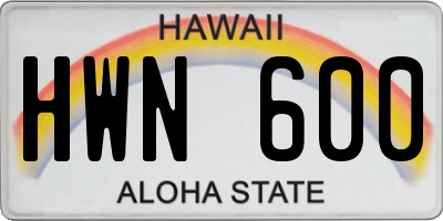 HI license plate HWN600