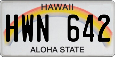 HI license plate HWN642