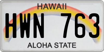 HI license plate HWN763