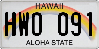 HI license plate HWO091