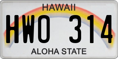 HI license plate HWO314
