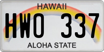 HI license plate HWO337
