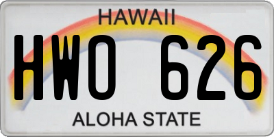 HI license plate HWO626
