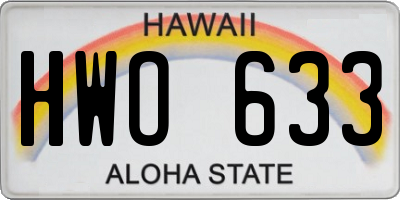 HI license plate HWO633