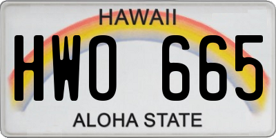 HI license plate HWO665