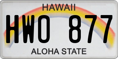 HI license plate HWO877