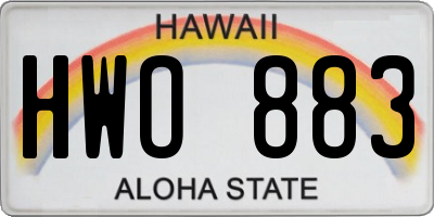 HI license plate HWO883