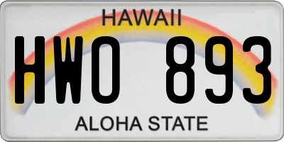 HI license plate HWO893