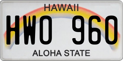 HI license plate HWO960