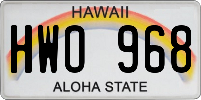 HI license plate HWO968