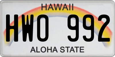HI license plate HWO992