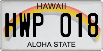 HI license plate HWP018